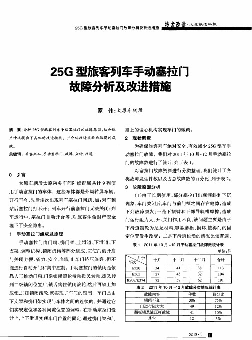 25G型旅客列车手动塞拉门故障分析及改进措施