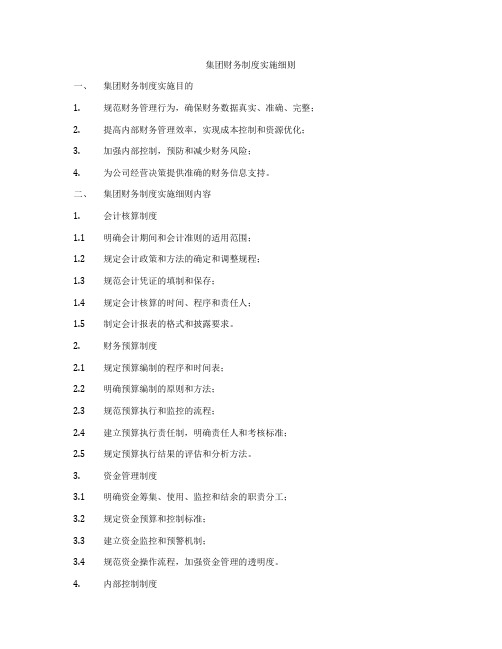 集团财务制度实施细则