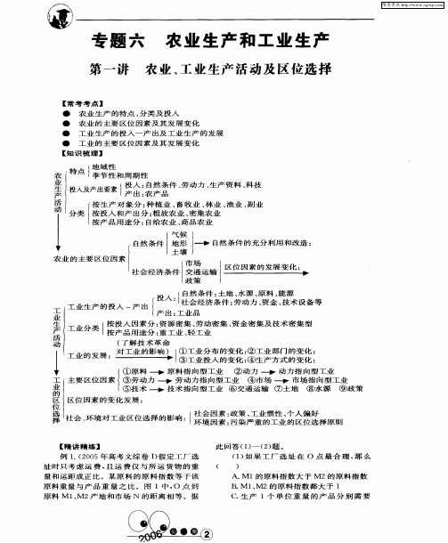 专题六 农业生产和工业生产——第一讲 农业、工业生产活动及区位选择