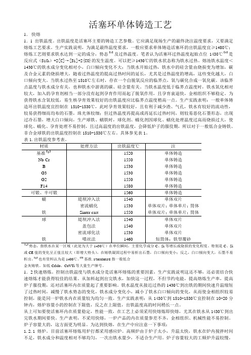 活塞环单体铸造工艺