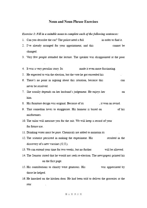 Noun and Noun Phrase Exercises