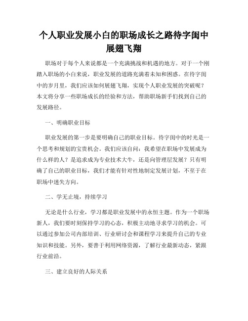 个人职业发展小白的职场成长之路待字闺中展翅飞翔