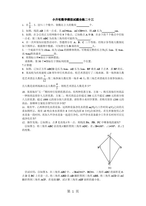 六年级下册数学试题 小升初模拟试题全练二十三    全国版-精选文档