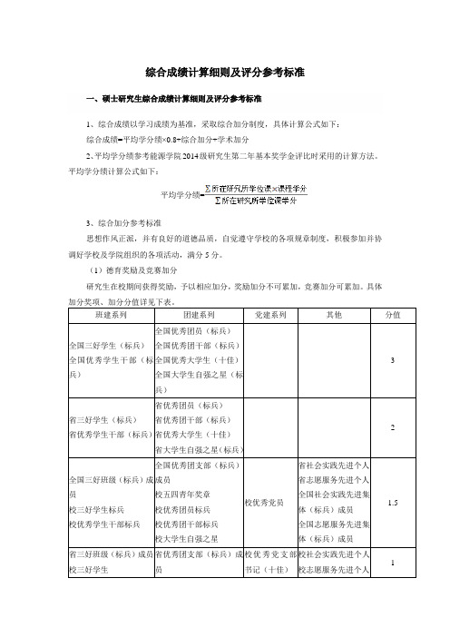 综合成绩计算细则及评分参考标准【模板】