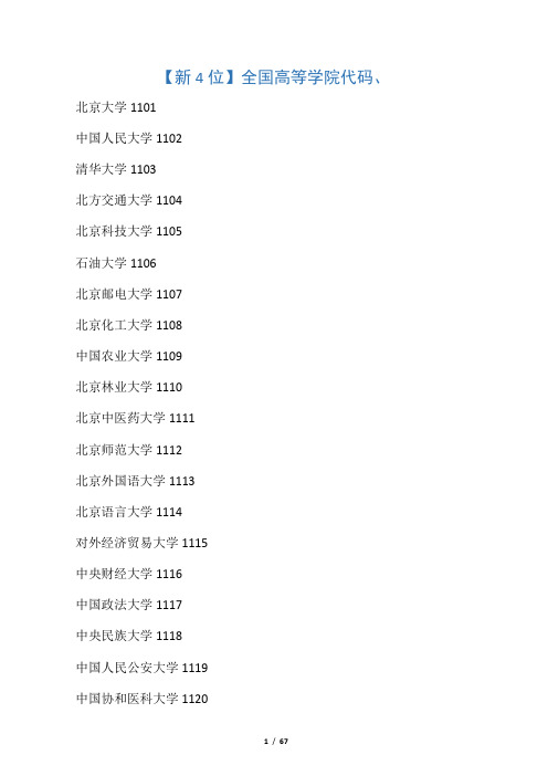 高校四位数代码查询