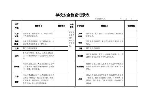 学校每日安全检查记录表