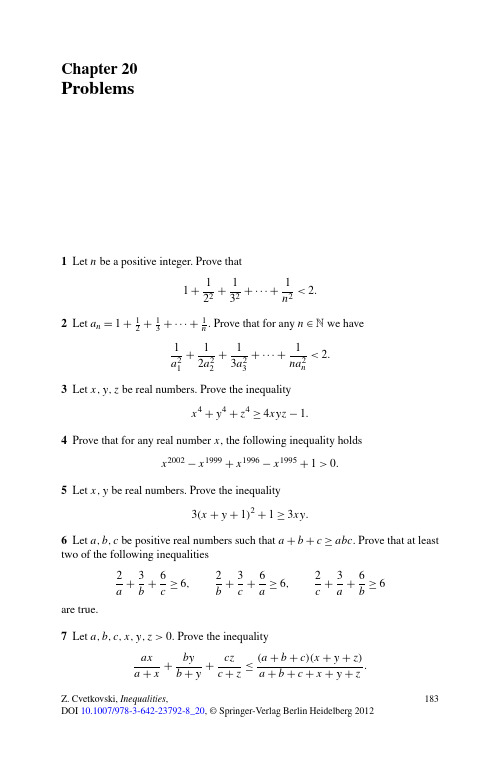 提取自奥林匹克联赛资料-Inequalities：Theorems,Techniques and Selected Problems-Zdravko Cvetkovski