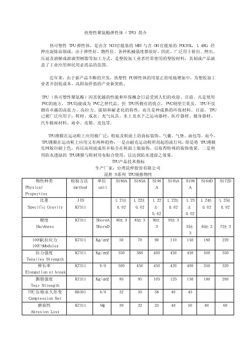 热塑性聚氨酯弹性体(TPU)简介