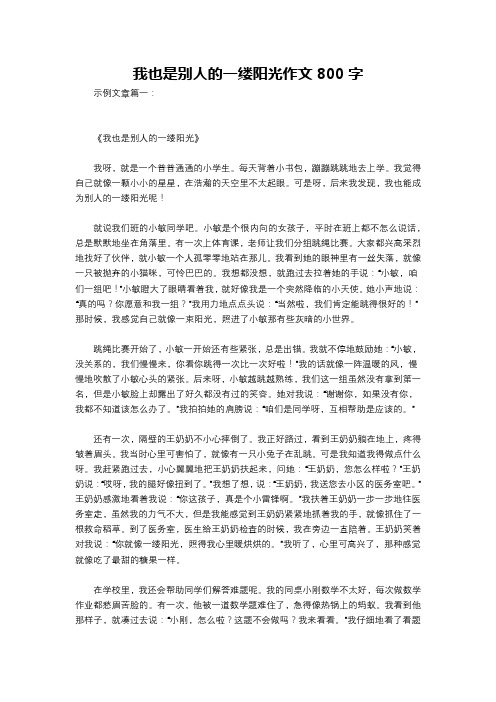 我也是别人的一缕阳光作文800字