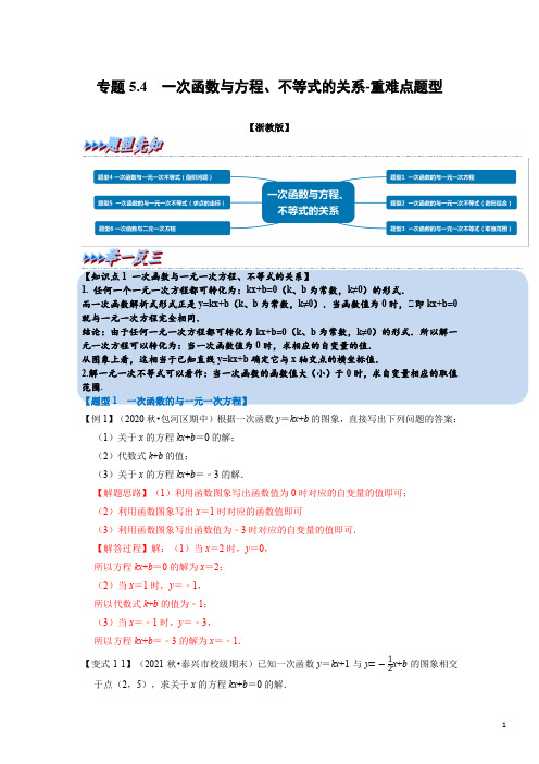 专题4 一次函数与方程、不等式的关系-重难点题型(举一反三)(浙教版)(解析版)