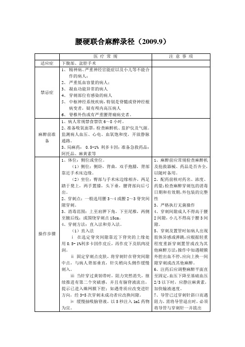 腰硬联合麻醉路径