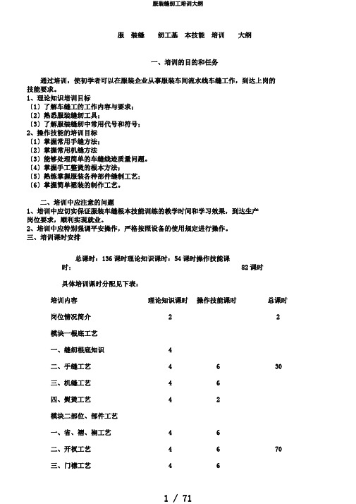 服装缝纫工培训大纲