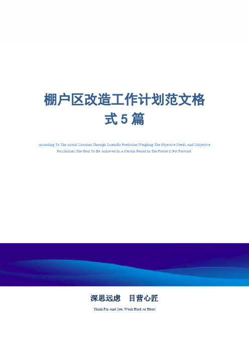 棚户区改造工作计划范文格式5篇