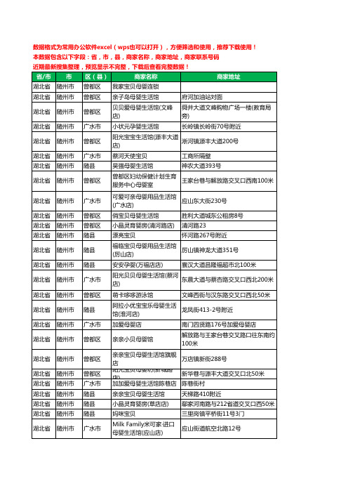 2020新版湖北省随州市月子服务工商企业公司商家名录名单黄页联系号码地址大全208家