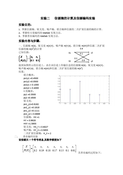 实验二信源熵的计算及信源编码实验