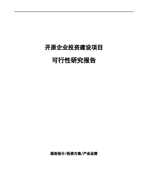 开原投资建设项目可行性研究报告如何编写(模板)