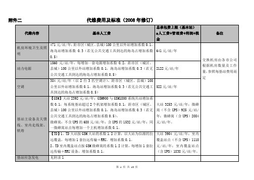 代维费用及标准