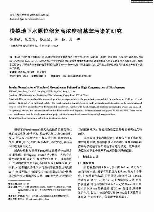 模拟地下水原位修复高浓度硝基苯污染的研究