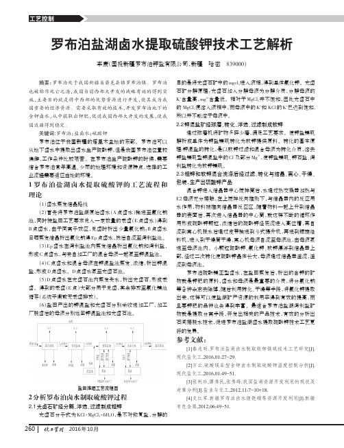 罗布泊盐湖卤水提取硫酸钾技术工艺解析