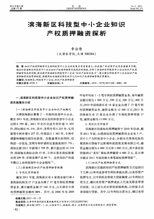 滨海新区科技型中小企业知识产权质押融资探析