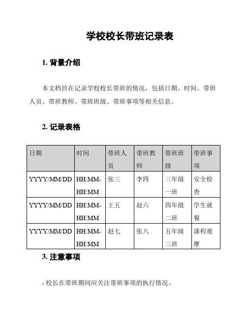 学校校长带班记录表