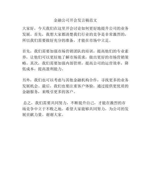 金融公司开会发言稿范文