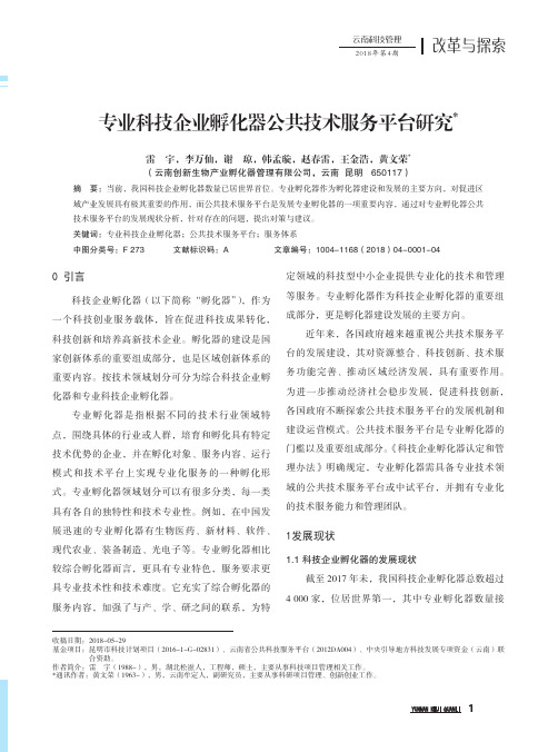 专业科技企业孵化器公共技术服务平台研究