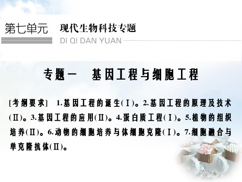 (全国通用)2016高考生物二轮复习 第七单元 专题一 基因工程与细胞工程课件