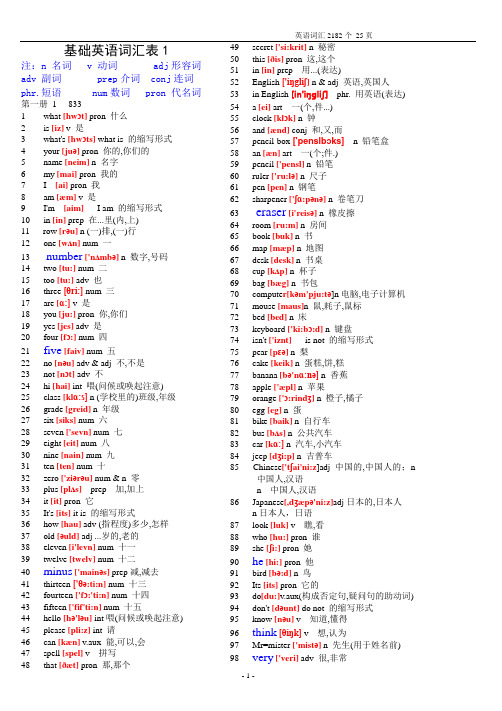 基础英语单词表带音标