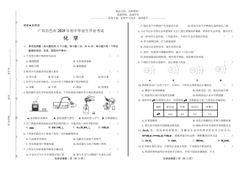 (高清版)2019年广西百色市中考化学试卷