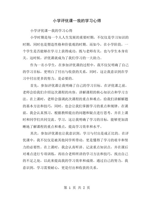 小学评优课—我的学习心得