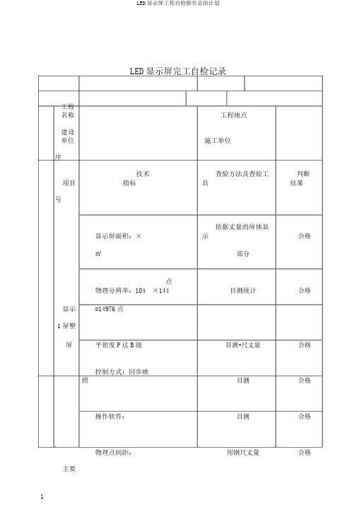 LED显示屏工程自检报告总结计划