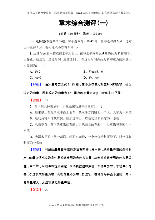 2020学年高二物理鲁科版选修35练习:第1章章末综合测评含解析