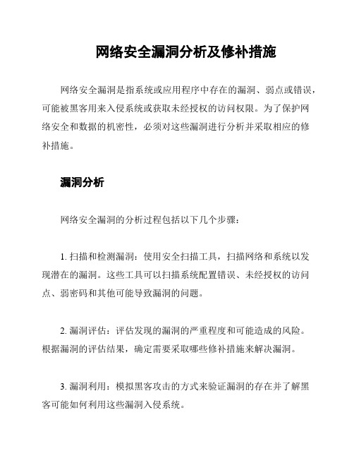 网络安全漏洞分析及修补措施