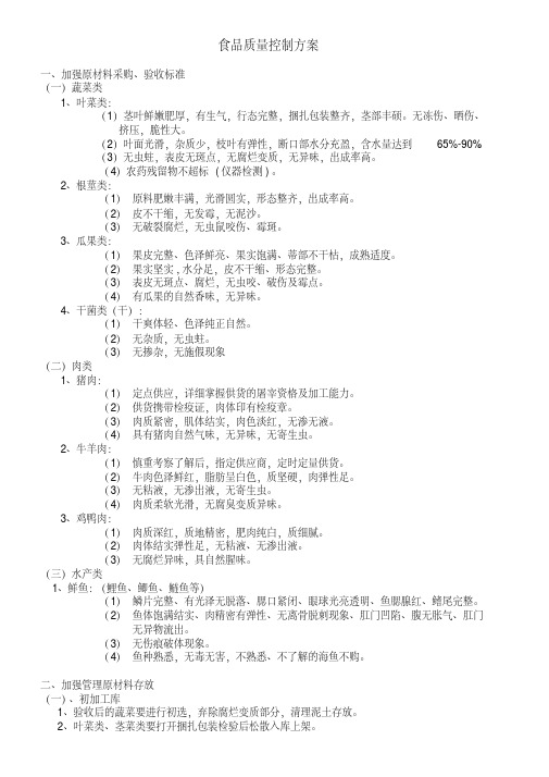 食堂食品质量控制方案