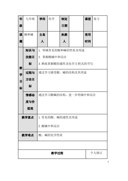 (名师整理)化学九年级下册《第十章 10.1常见的酸和碱》优秀教案