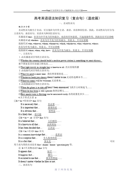 高考英语语法知识复习精讲精练-复合句