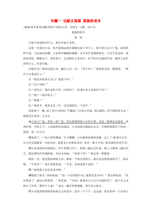 中考语文总复习第3部分专题1记叙文阅读孤独的老乡2