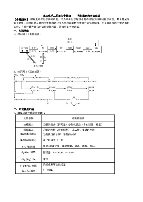 高三化学二轮复习专题4     有机推断和有机合成