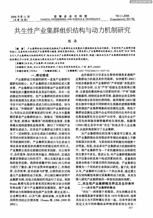 共生性产业集群组织结构与动力机制研究