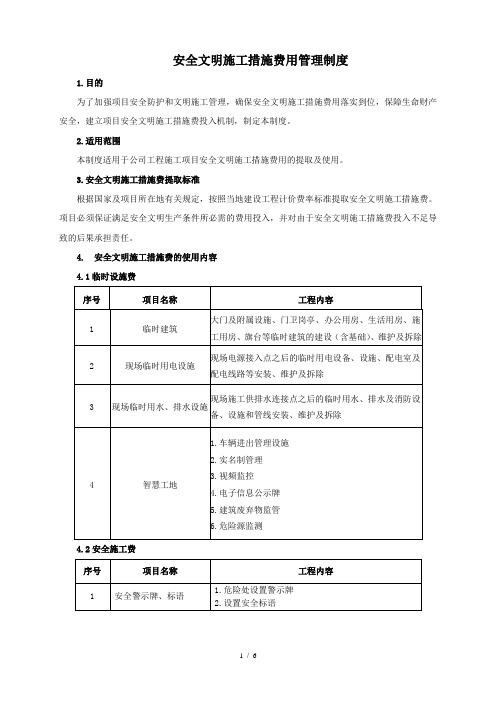 安全文明施工措施费用管理制度V1.0