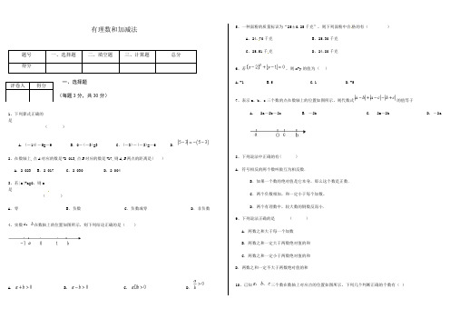 有理数和加减法测试题及答案