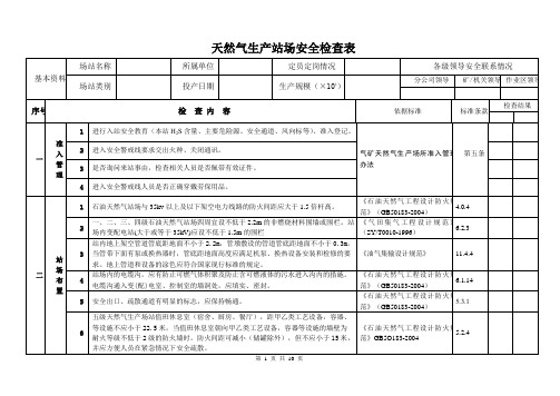 天然气站场安全环保检查表(井站部分)