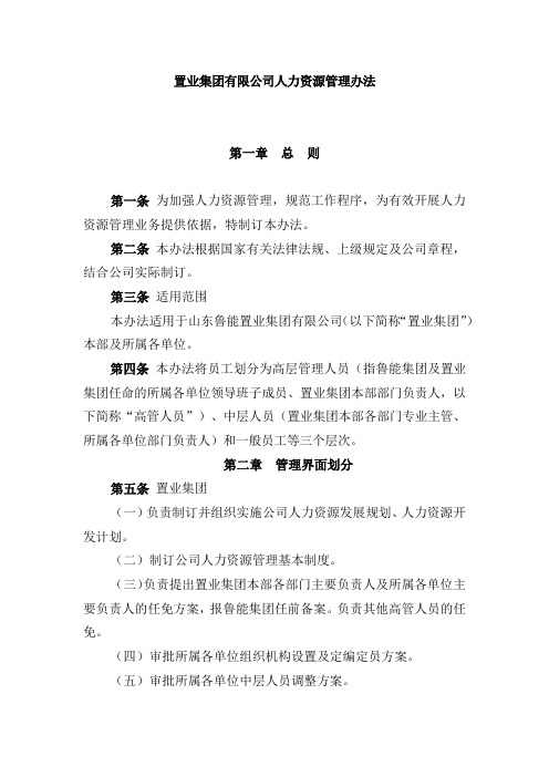 置业集团有限公司人力资源管理办法