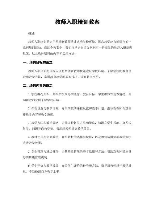 教师入职培训教案