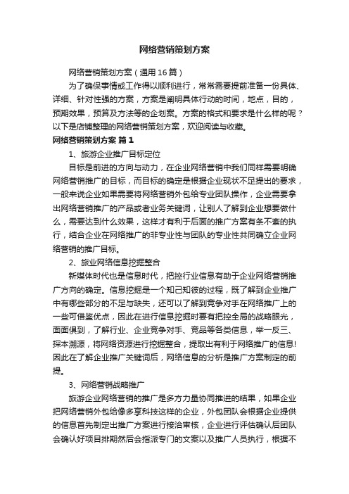 网络营销策划方案