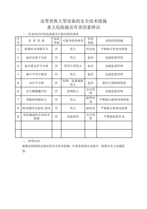 皮带更换大型设备安全技术措施