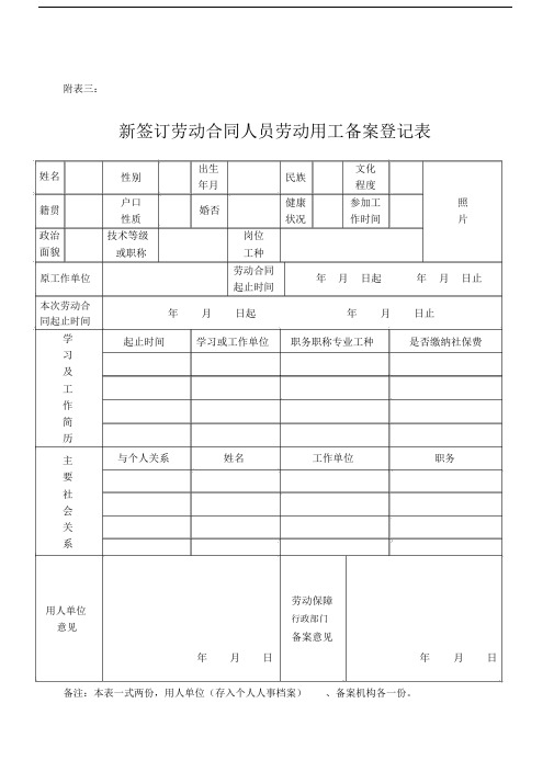 (完整word版)新签订劳动合同人员劳动用工备案登记表.docx