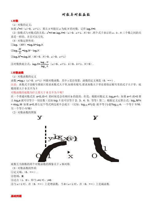 高中数学对数与对数函数知识点及例题讲解