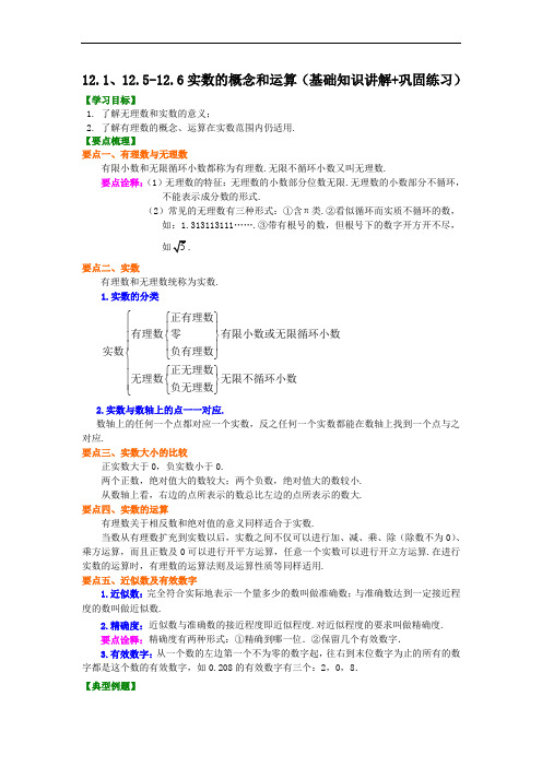 12.1、12.5-12.6实数的概念和运算(基础知识讲解+巩固练习)